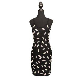 Vintage 90s Beaded Slip Dress Black Mini Y2K Aesthetic Fairycore Party Dress